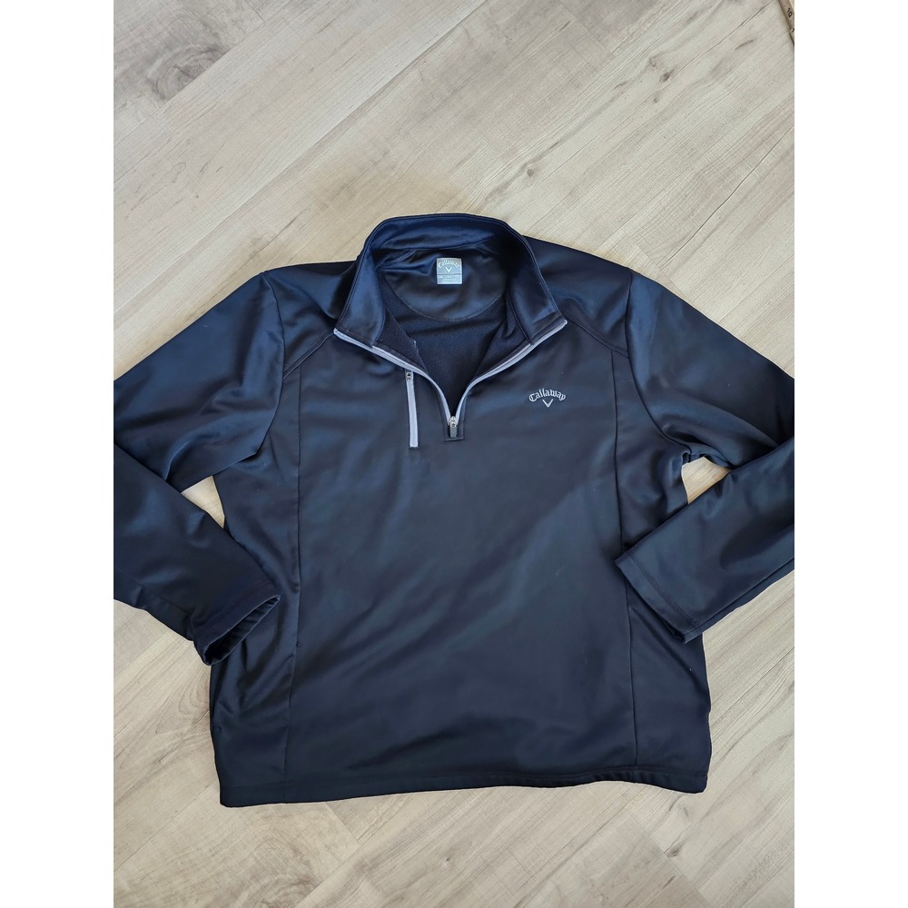 Callaway Mens XXL Black Quarter Zip Golf Pullover Long Sleeve Mock Neck Sweater
